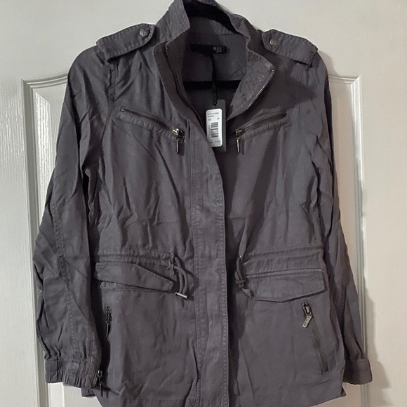 New Max Jeans  Military Style Tencel Anorak Jacket SHARK Size XS NWT - Picture 1 of 4